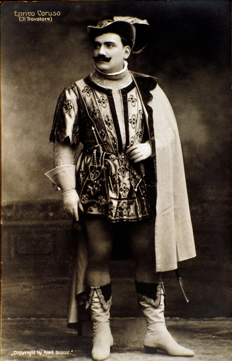 Sangeren Enrico Caruso i operaen Il Trovatore av Giuseppe Verdi (s/h foto) av Aime Dupont