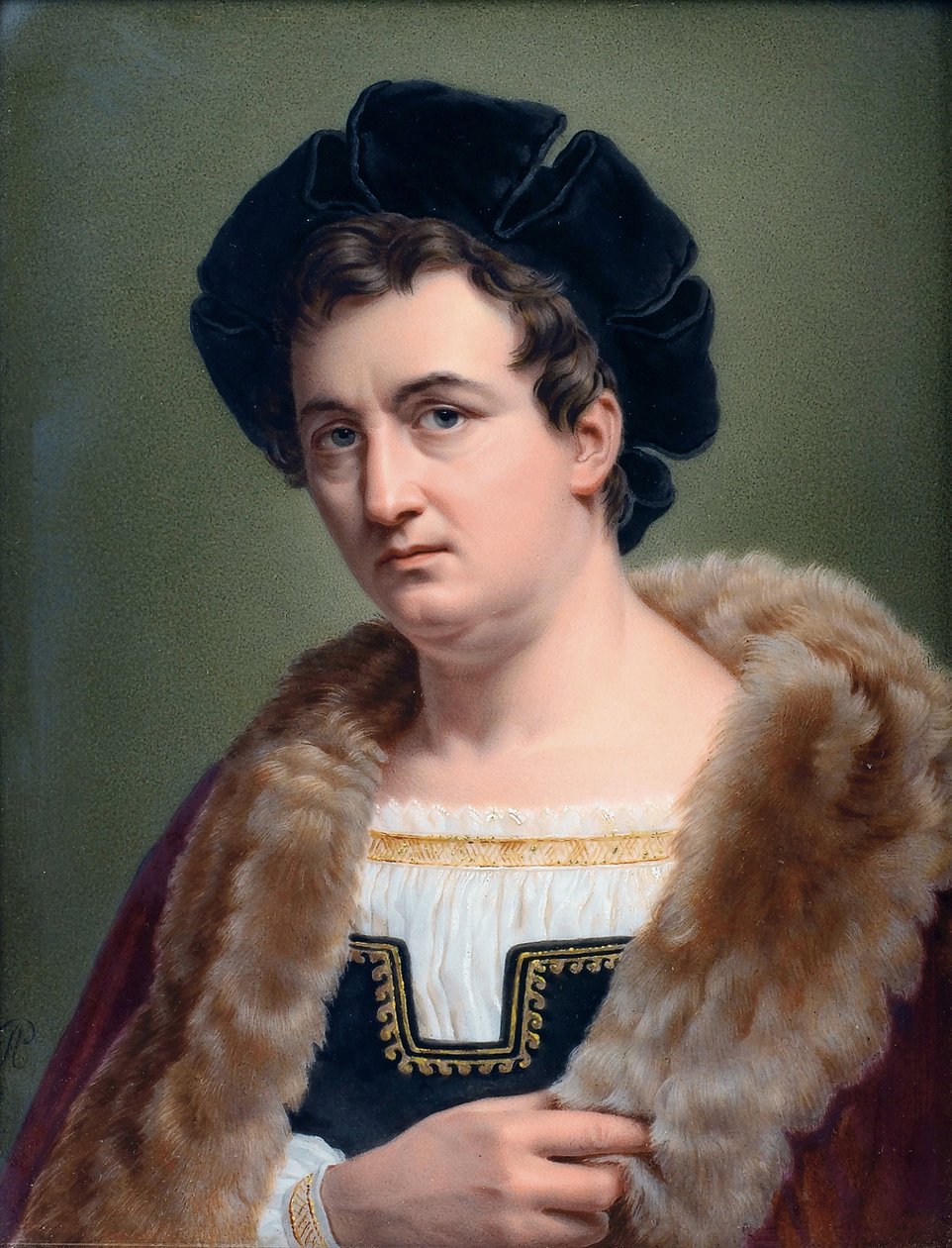 Portrett av Francois-Joseph (Francois Joseph) Talma (1763-1826), fransk skuespiller, i 1822 - Portrett av Francois-Joseph Talma (1763-1826) - Perlet, Aimee (aktiv 1824-1845) - 1823 - Gouache 18,5x14 - Privat samling av Aimée Perlet