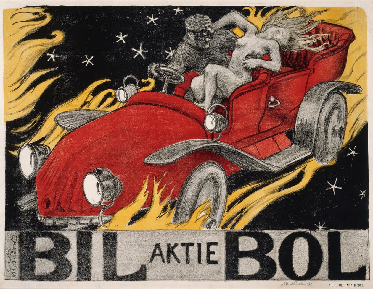 Bil-Bol, plakat for en bilforhandler av Akseli Gallen-Kallela