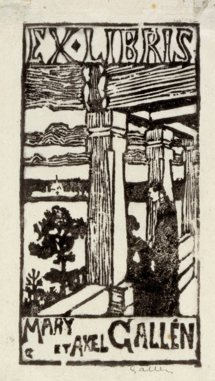 Exlibris for Mary og Axel Gallén av Akseli Gallen-Kallela