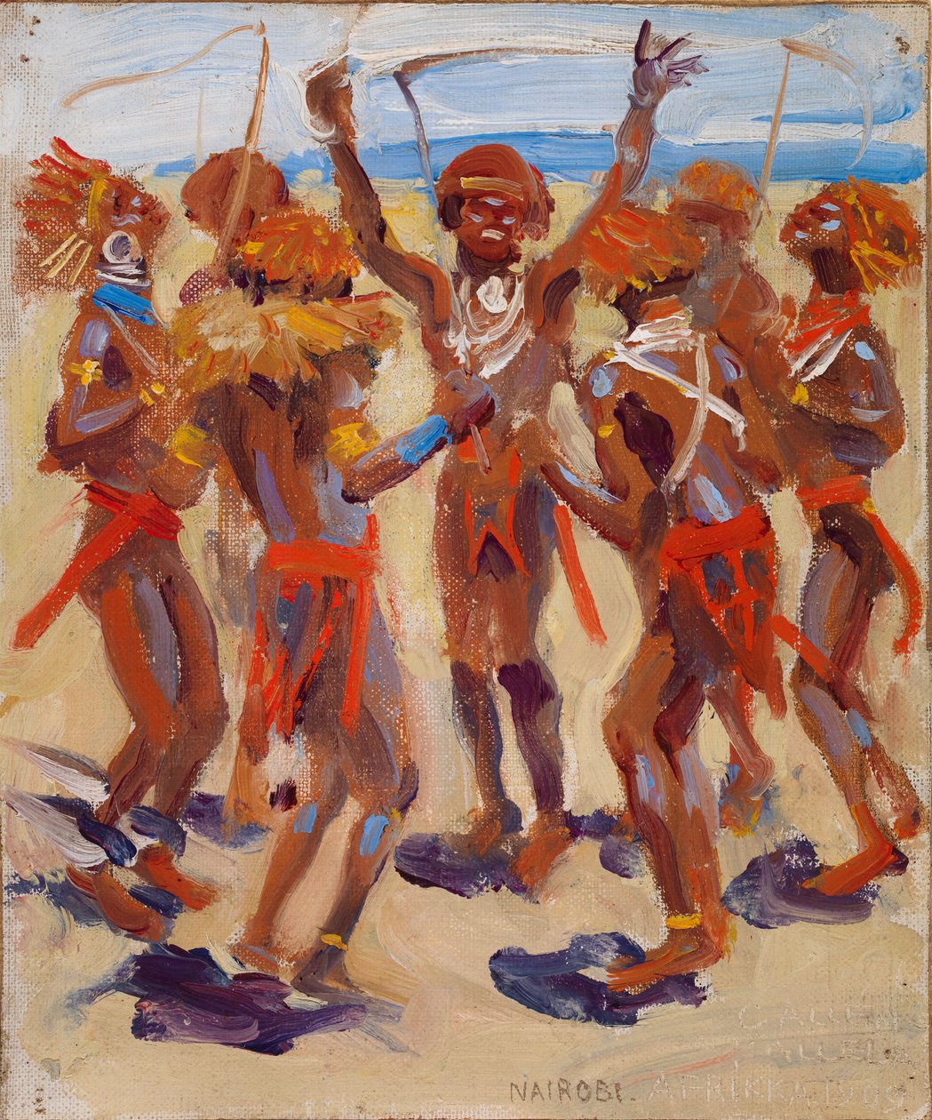 Dansende kikuyu-krigere av Akseli Gallen-Kallela