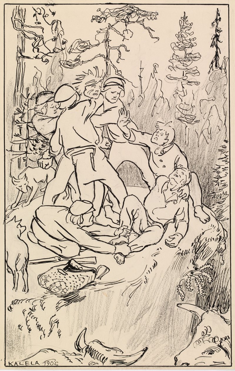 Kamp på Hiidenkivi-klippen av Akseli Gallen-Kallela