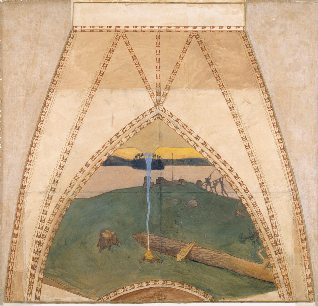 Heidentum und Christentum, Skizze für die Kuppelfresken des finnischen Pavillons auf der Weltausstellung 1900 in Paris av Akseli Gallen-Kallela