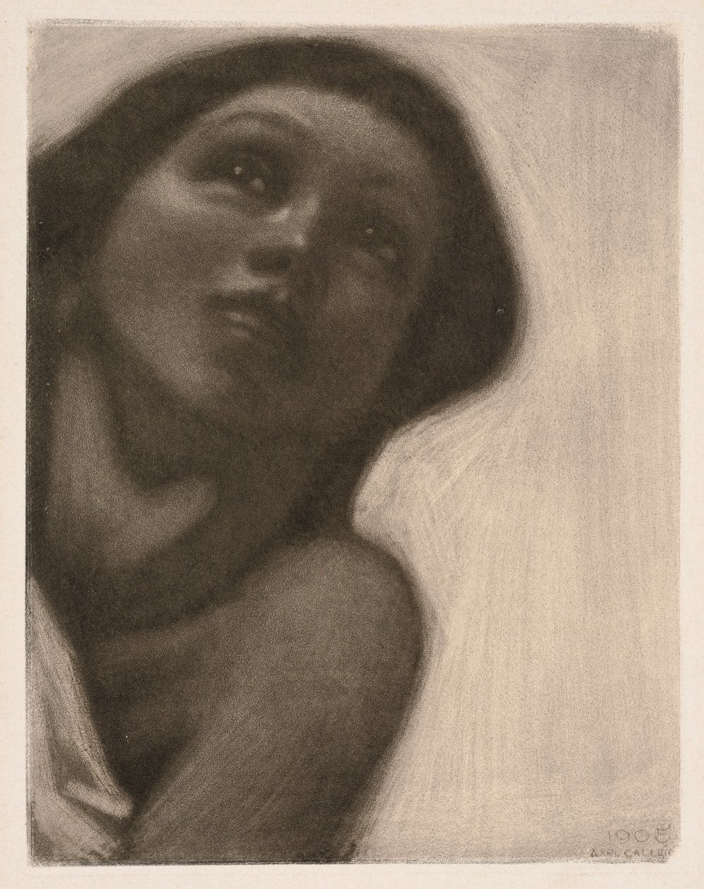 Mezzotint (motiv fra fresken «Våren» i Jusélius-mausoleet) av Akseli Gallen-Kallela