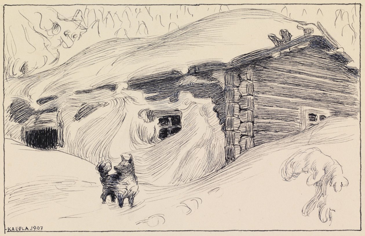 Hytta i snøen av Akseli Gallen-Kallela