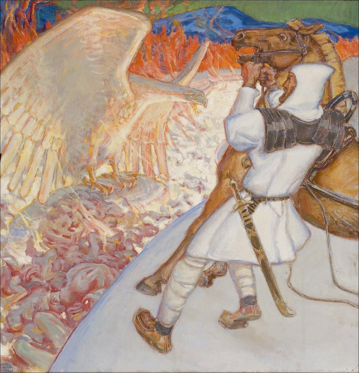 Lemminkäinen ved elven Tuonela, 1920 av Akseli Gallen Kallela