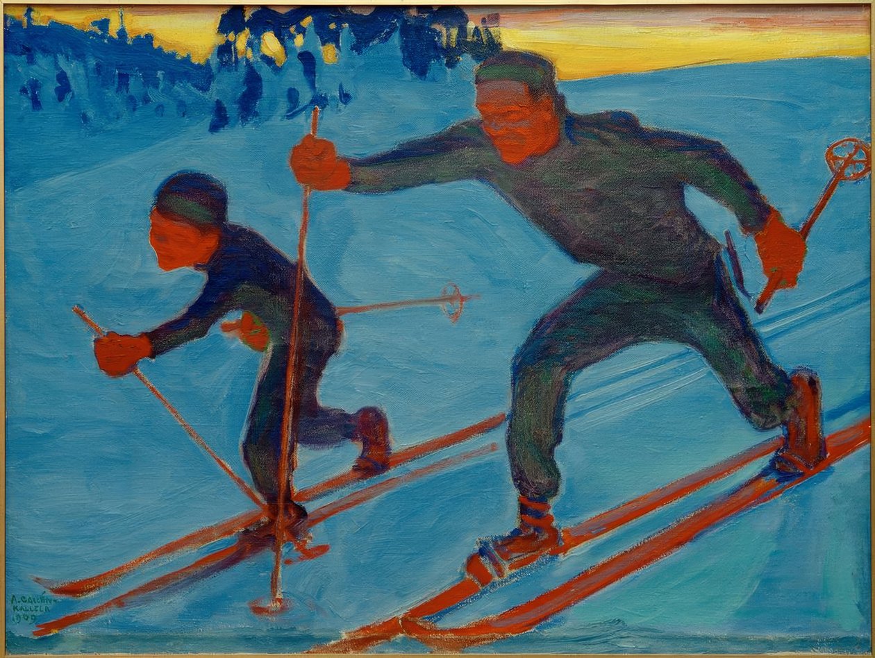 Akseli og Jorma på ski av Akseli Valdemar Gallen Kallela