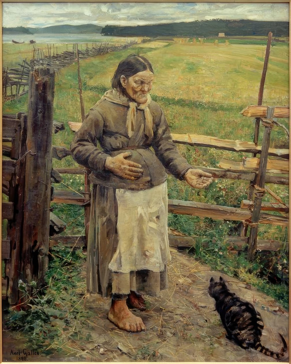 Gammel kvinne med katt av Akseli Valdemar Gallen Kallela