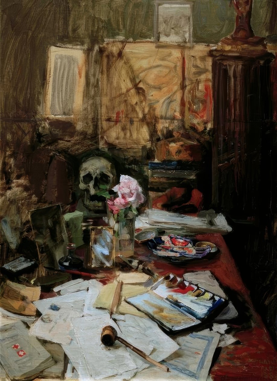 Arbeidsbord i Paris av Akseli Valdemar Gallen Kallela