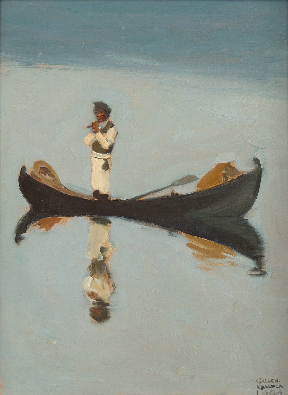 Mann som fisker på Gallen-Kallela, Akseli (1865-1931) av Akseli Valdemar Gallen Kallela