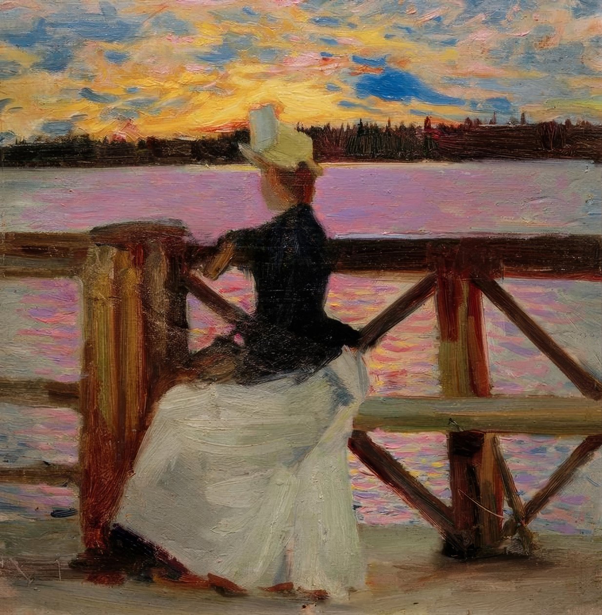 Marie Gallén på Kuhmoniemi-broen av Akseli Valdemar Gallen Kallela