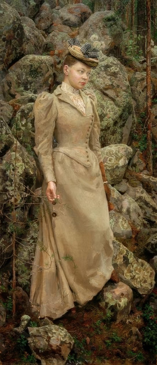 Marie Gallén i et steinete landskap av Akseli Valdemar Gallen Kallela