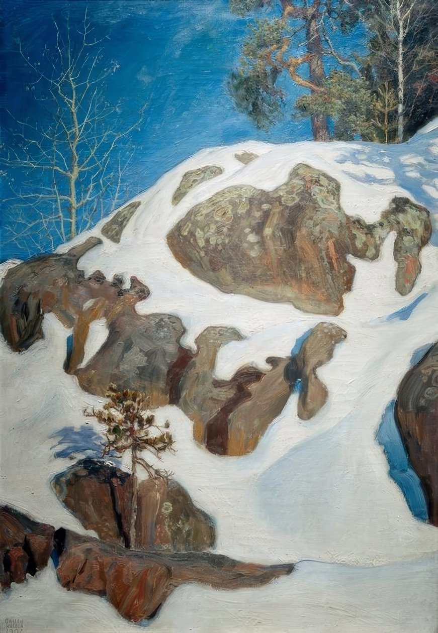 Snødekte steiner ved Kalela av Akseli Valdemar Gallen Kallela