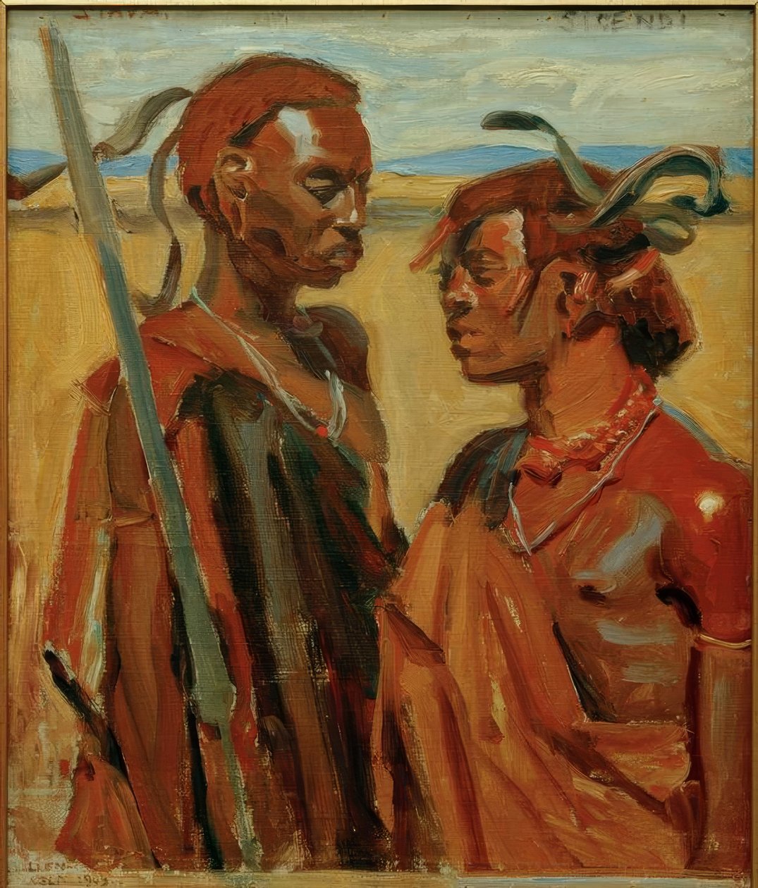 To Masai-krigere av Akseli Valdemar Gallen Kallela