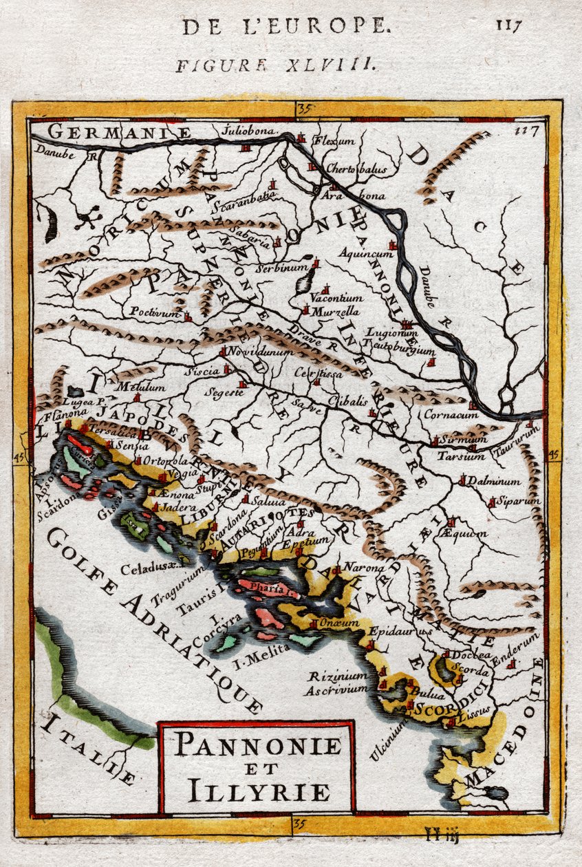 Kart over Ungarn og Balkan 1683 av Alain Manesson Mallet