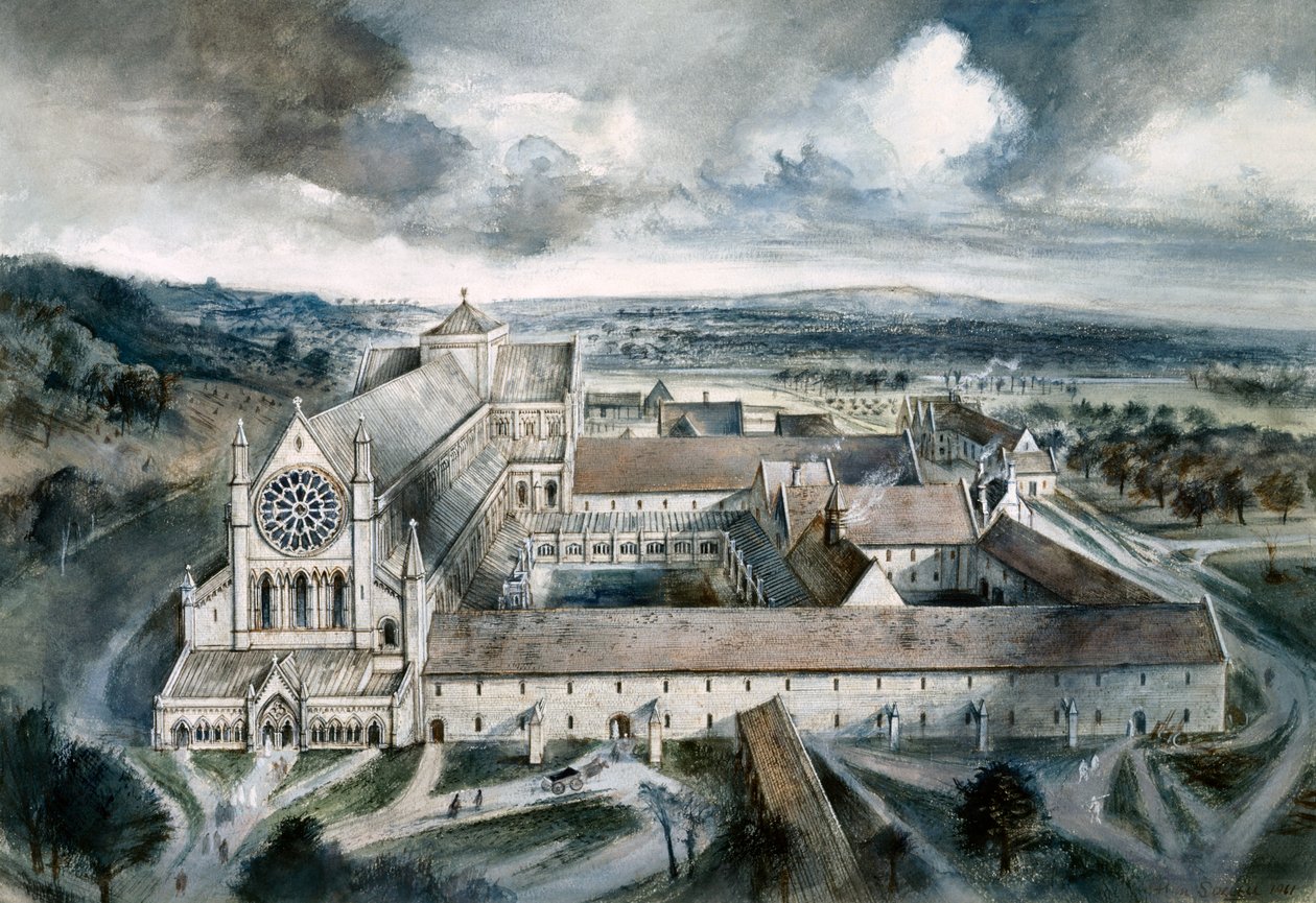 Byland Abbey, 1539, ca 1960-tallet av Alan Ernest Sorrell