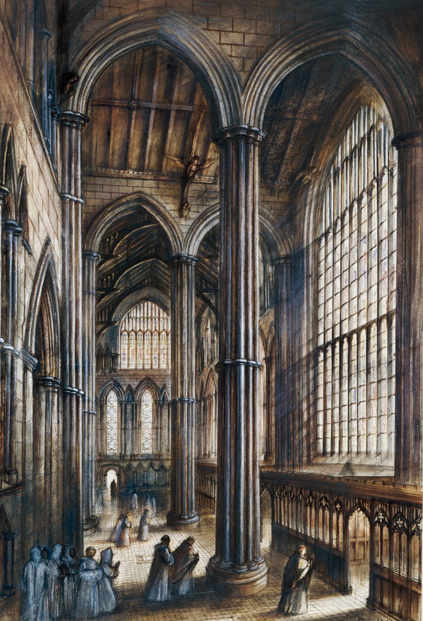 Fountains Abbey, c1100-tallet, c1960-tallet av Alan Ernest Sorrell