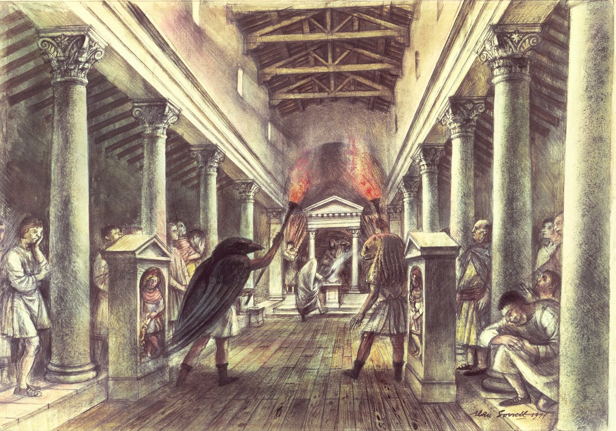 Interiøret i Mithras-tempelet av Alan Ernest Sorrell
