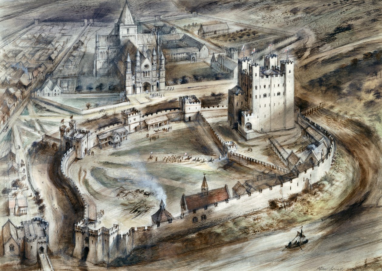Rochester Castle, 1400-tallet, c1960-tallet av Alan Ernest Sorrell