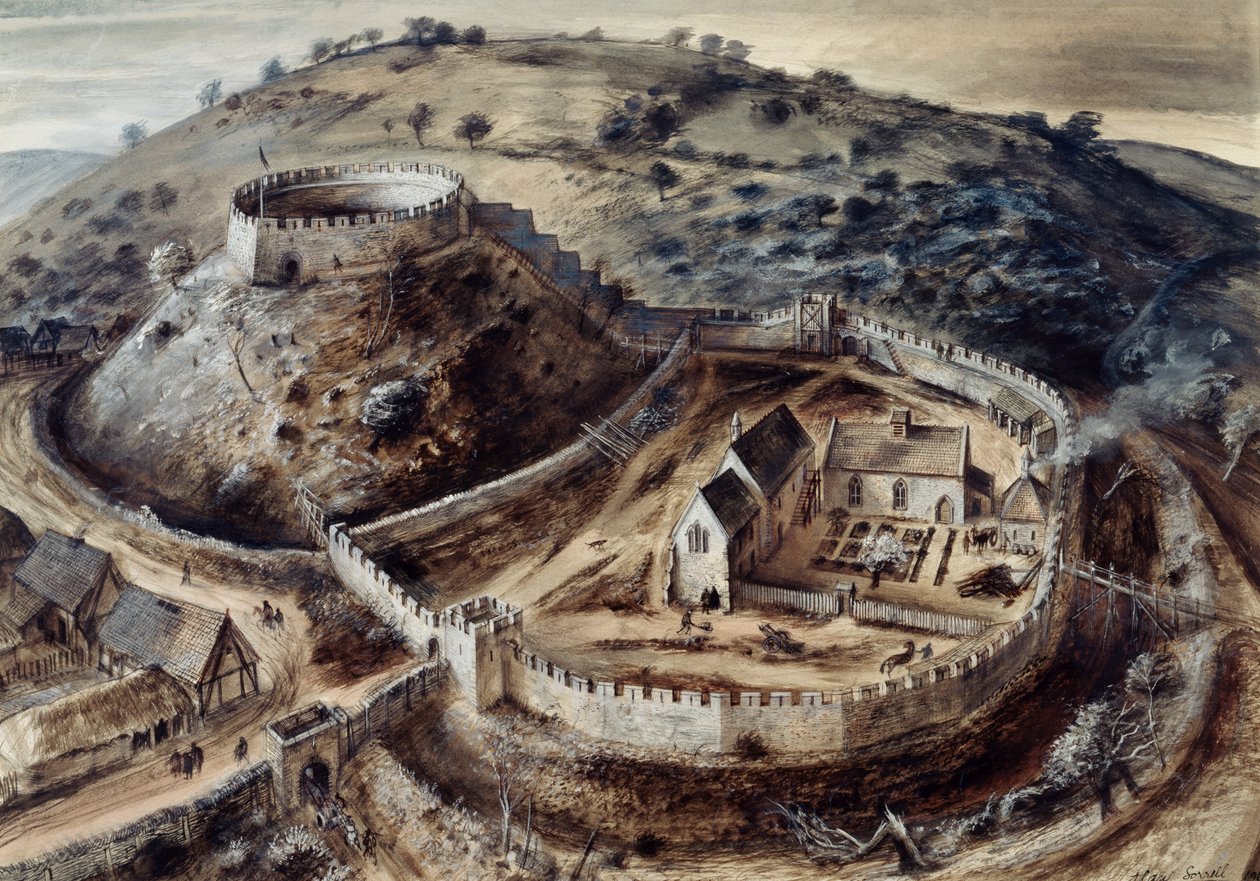 Totnes slott, 1300-tallet, ca 1960-tallet av Alan Ernest Sorrell