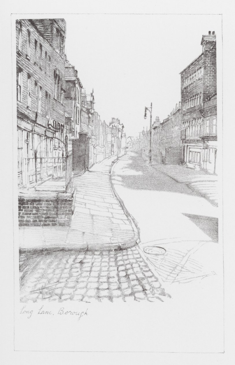 London Lanes: Long Lane, Borough (litografi) av Alan Stapleton