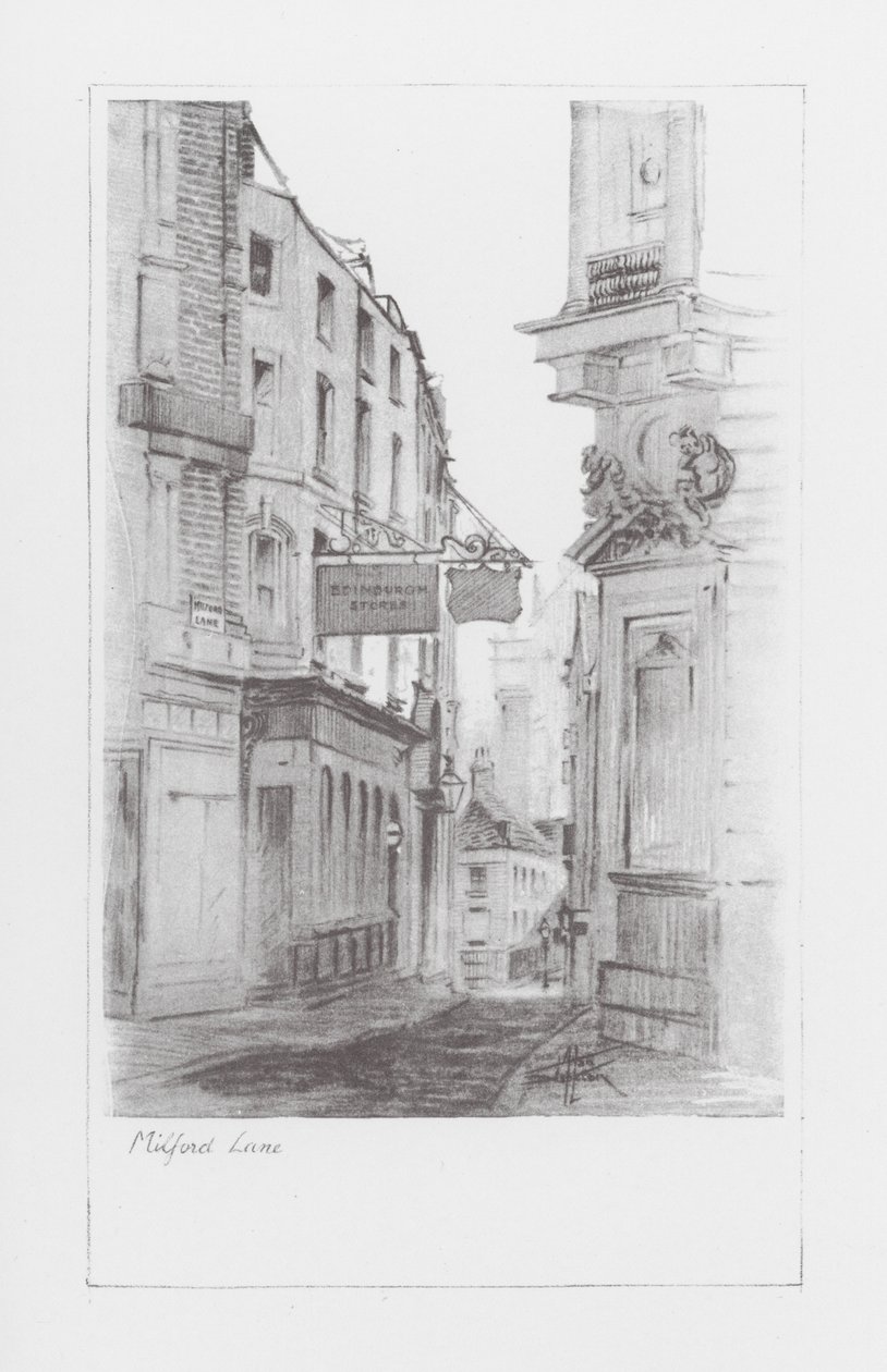 London Lanes: Milford Lane (litografi) av Alan Stapleton