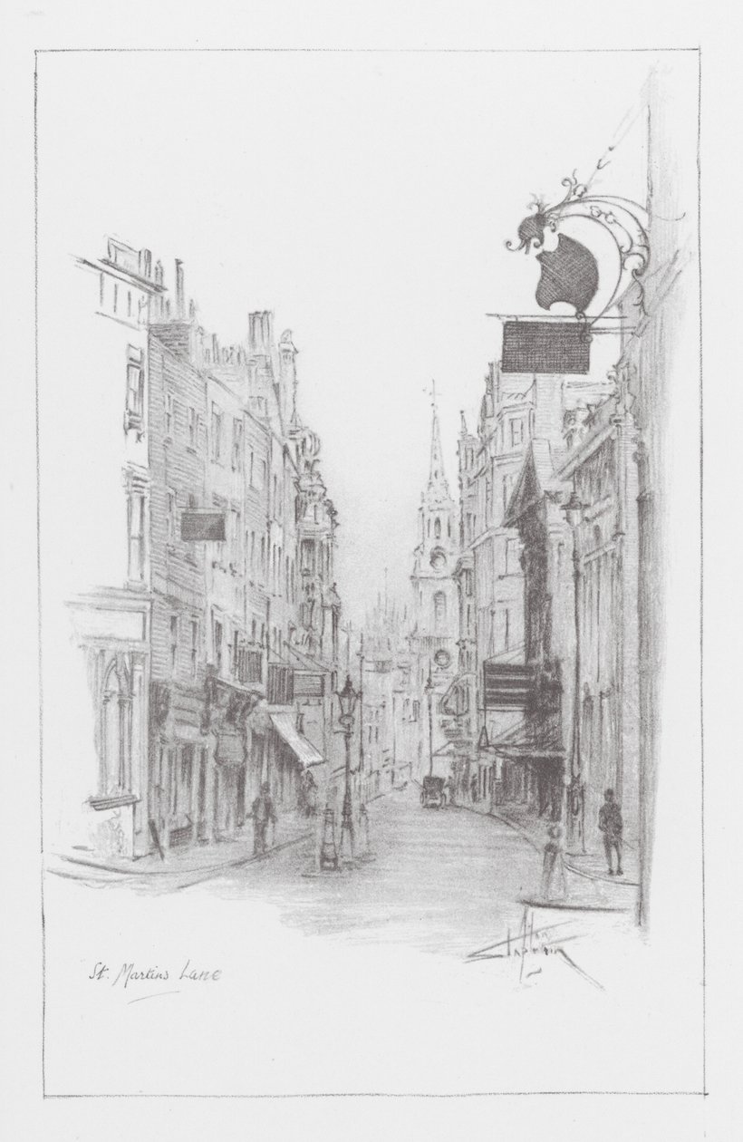 London Lanes: St. Martin#39;s Lane (litografi) av Alan Stapleton