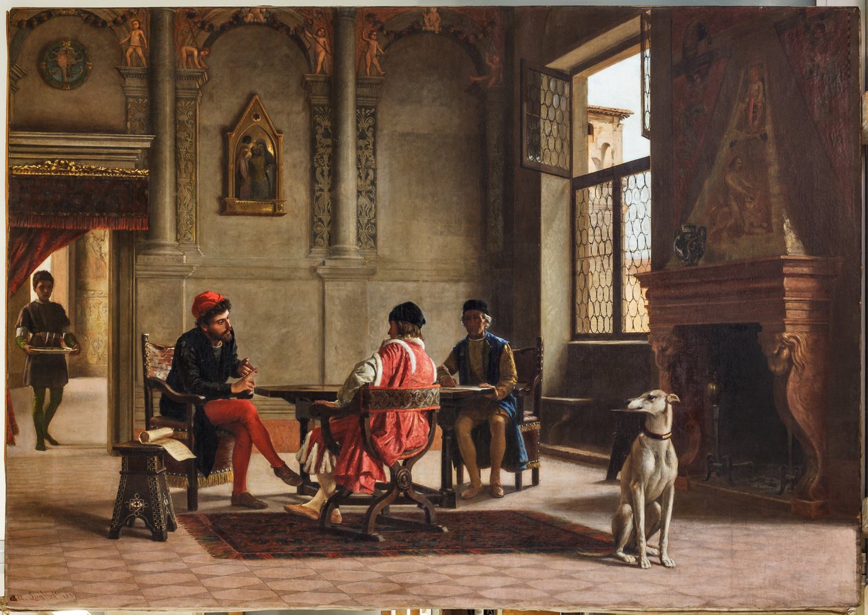 Ludovico Ariosto som ambassadør møter Alberto Pius (olje på lerret) av Albano Lugli