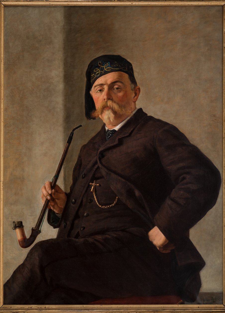 Mann med rør (olje på lerret) av Albano Lugli