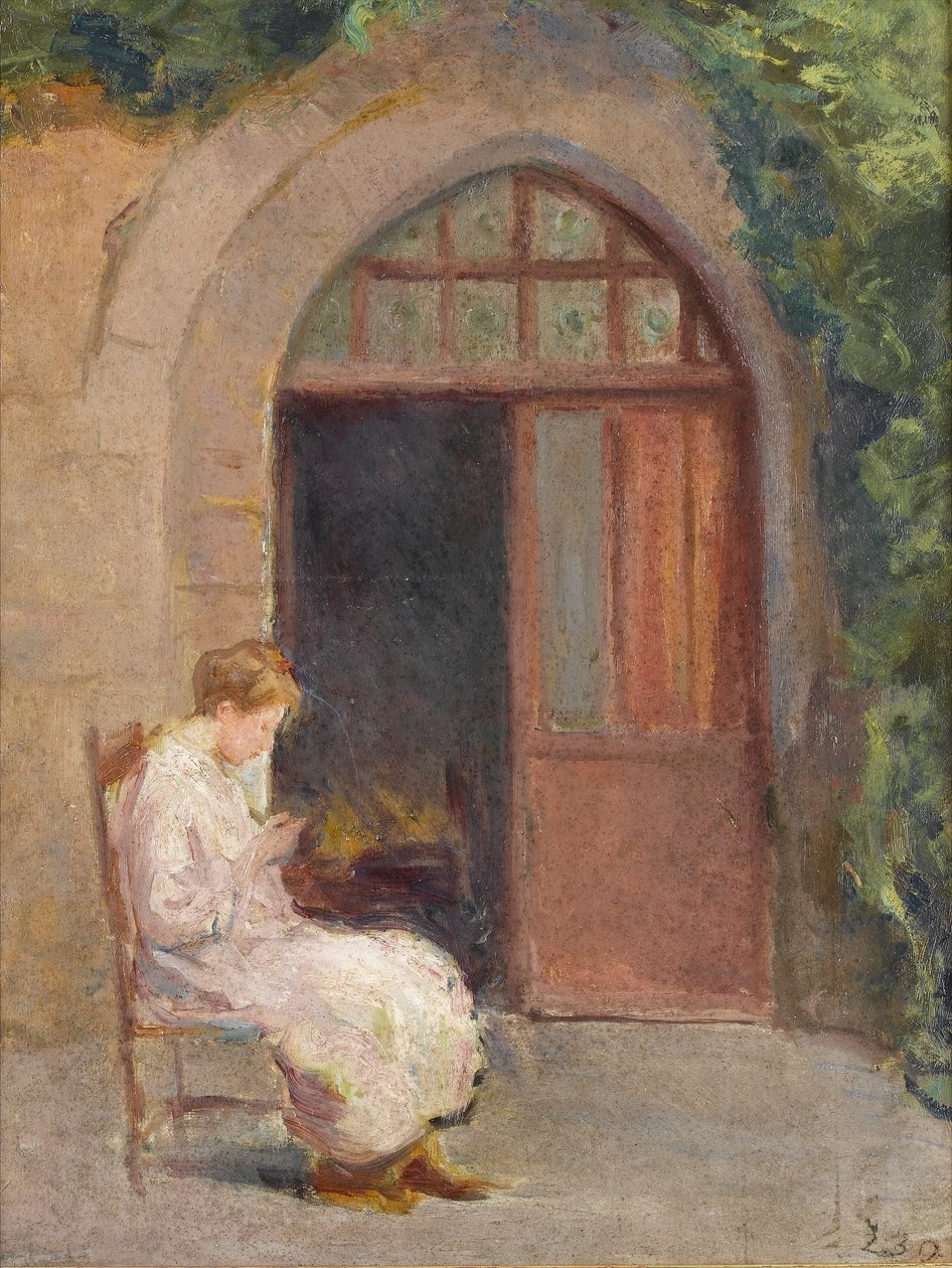 Jente som satt utenfor La Boissiere, ca. 1909 av Albert de Belleroche