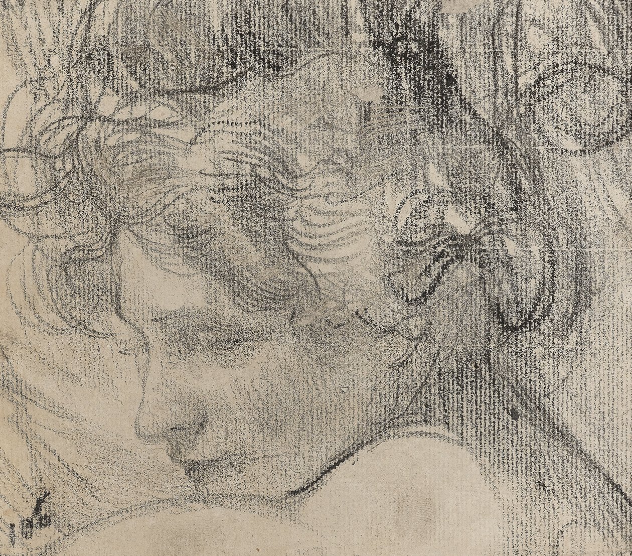 Hodet til en kvinne, ca. 1890 (fargestift på papir) av Albert de Belleroche
