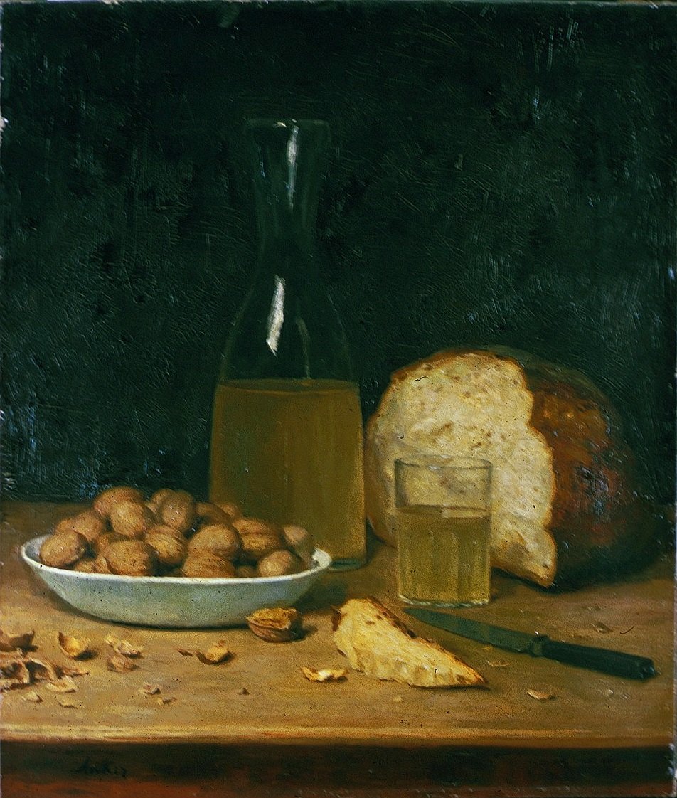 Ny hvitvin og nøtter av Albert Anker