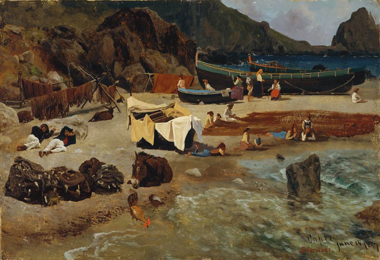 Fiskebåter på Capri av Albert Bierstadt