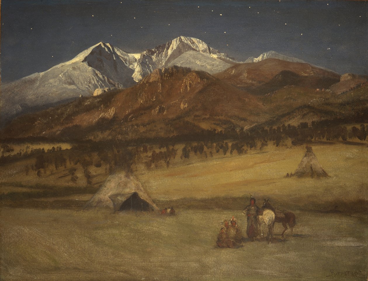 Indisk leir - kveld av Albert Bierstadt