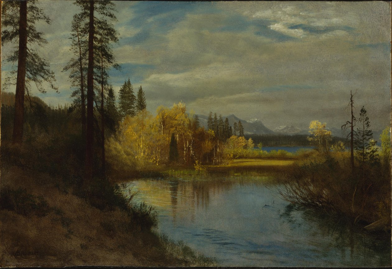 Outlet ved Lake Tahoe av Albert Bierstadt