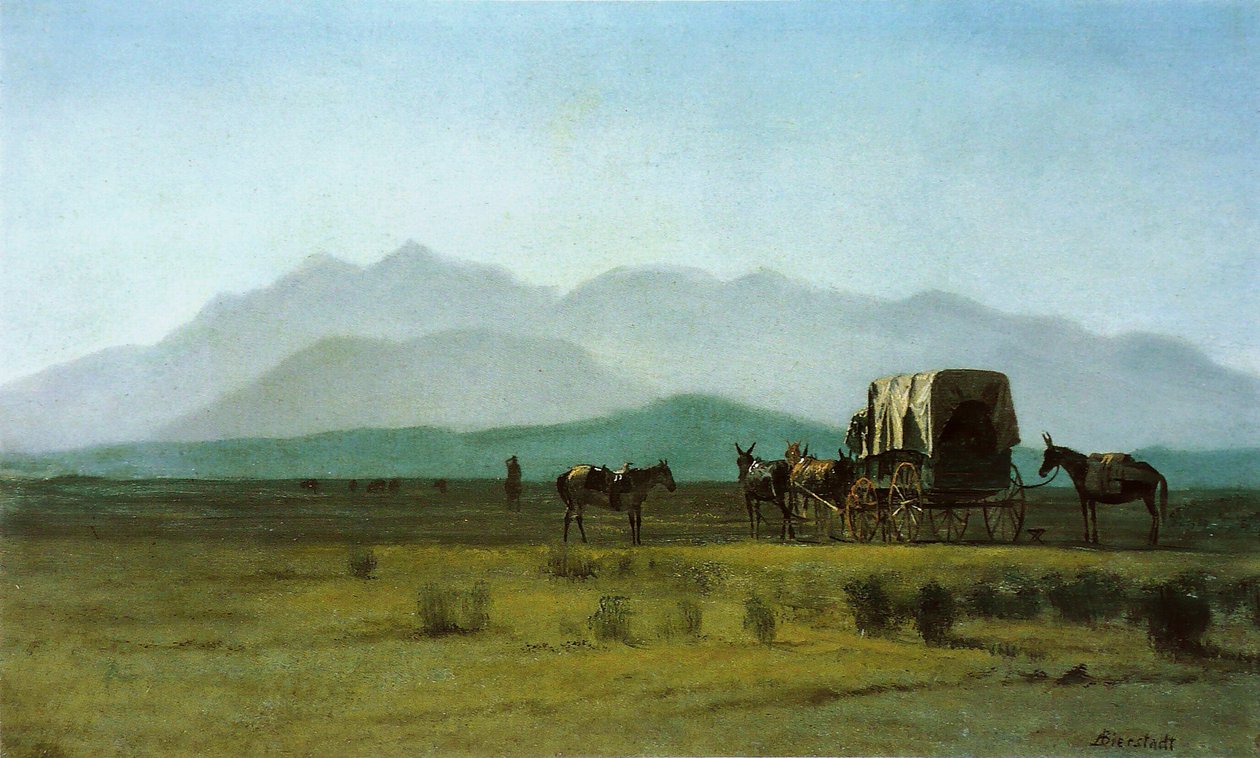 Surveyors Wagon in the Rockies av Albert Bierstadt