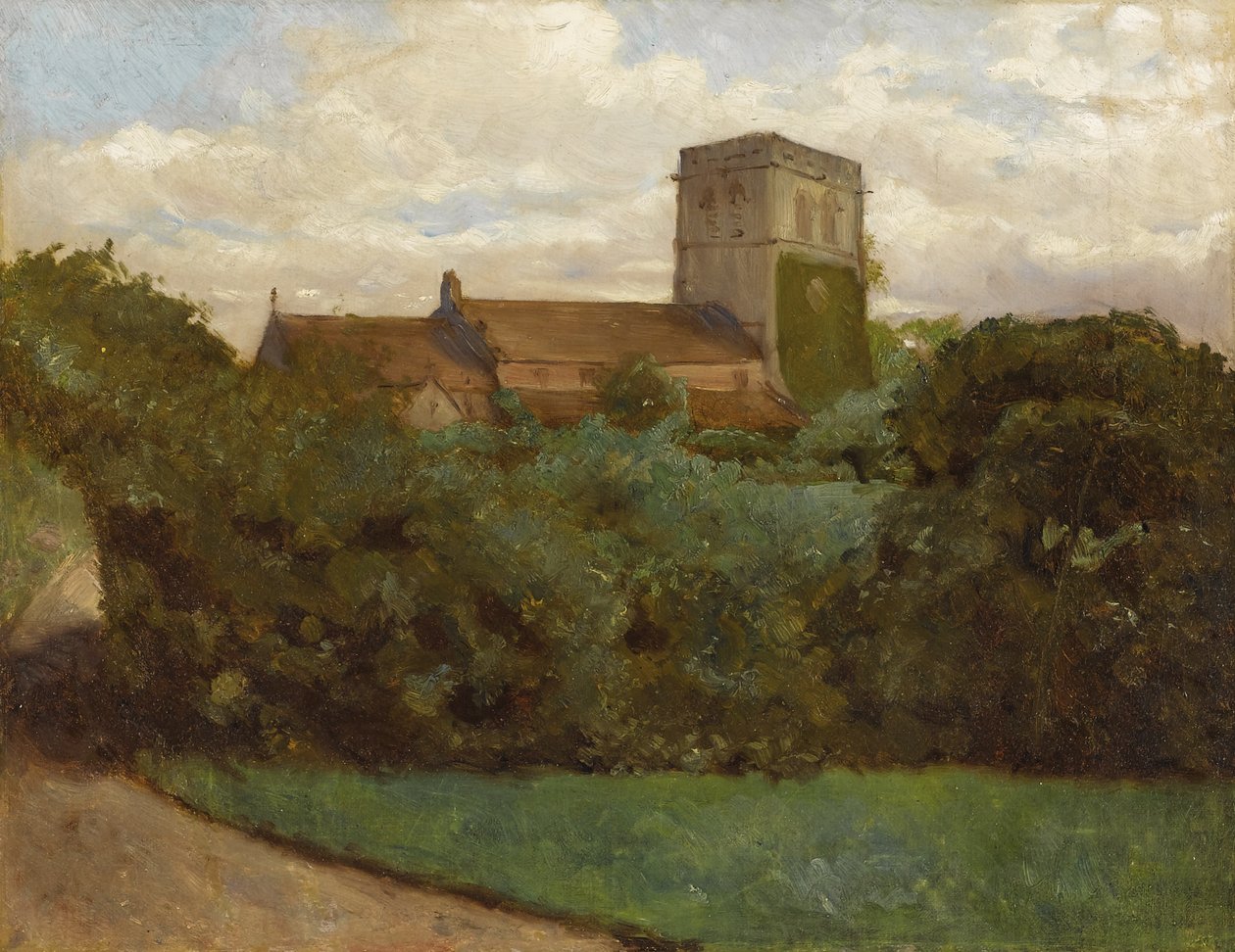 Tottenham Church, London av Albert Bierstadt