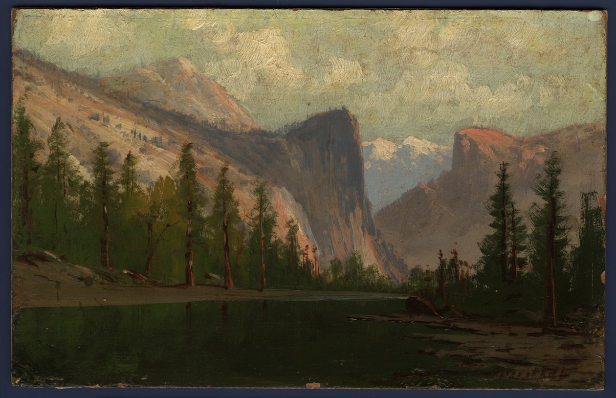 Yosemite (olje på lerret lagt om bord) av Albert Bierstadt