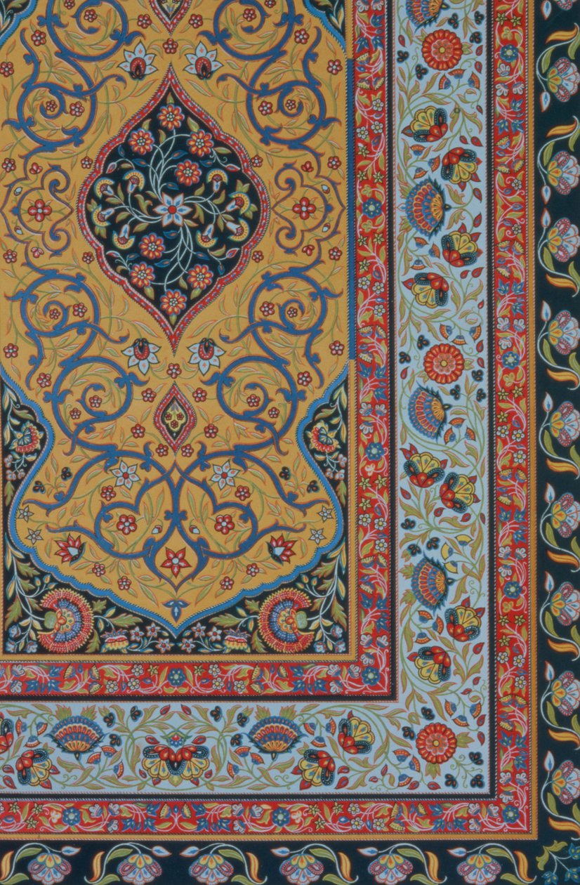 Persisk dekor, fra `Polychrome Ornament`, gravert av F. Durin, pub. av Lemercier und C., Paris, 1869 av Albert Charles August Racinet