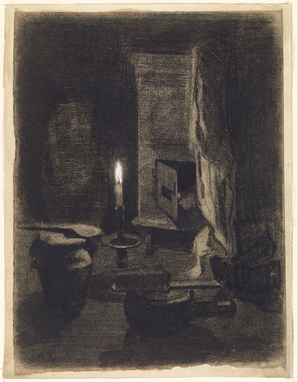 Stilleben med stearinlys av Albert Charles Lebourg