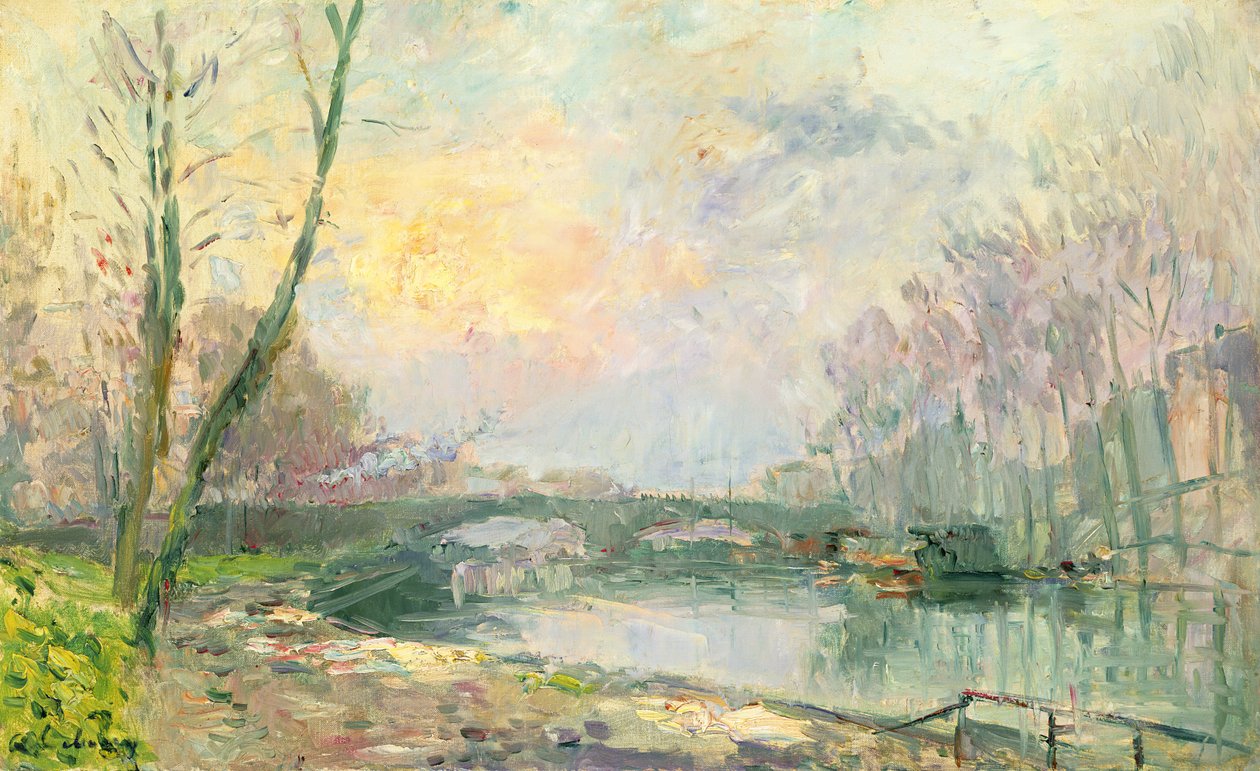 Utsikt over Seinen, Paris av Albert Charles Lebourg