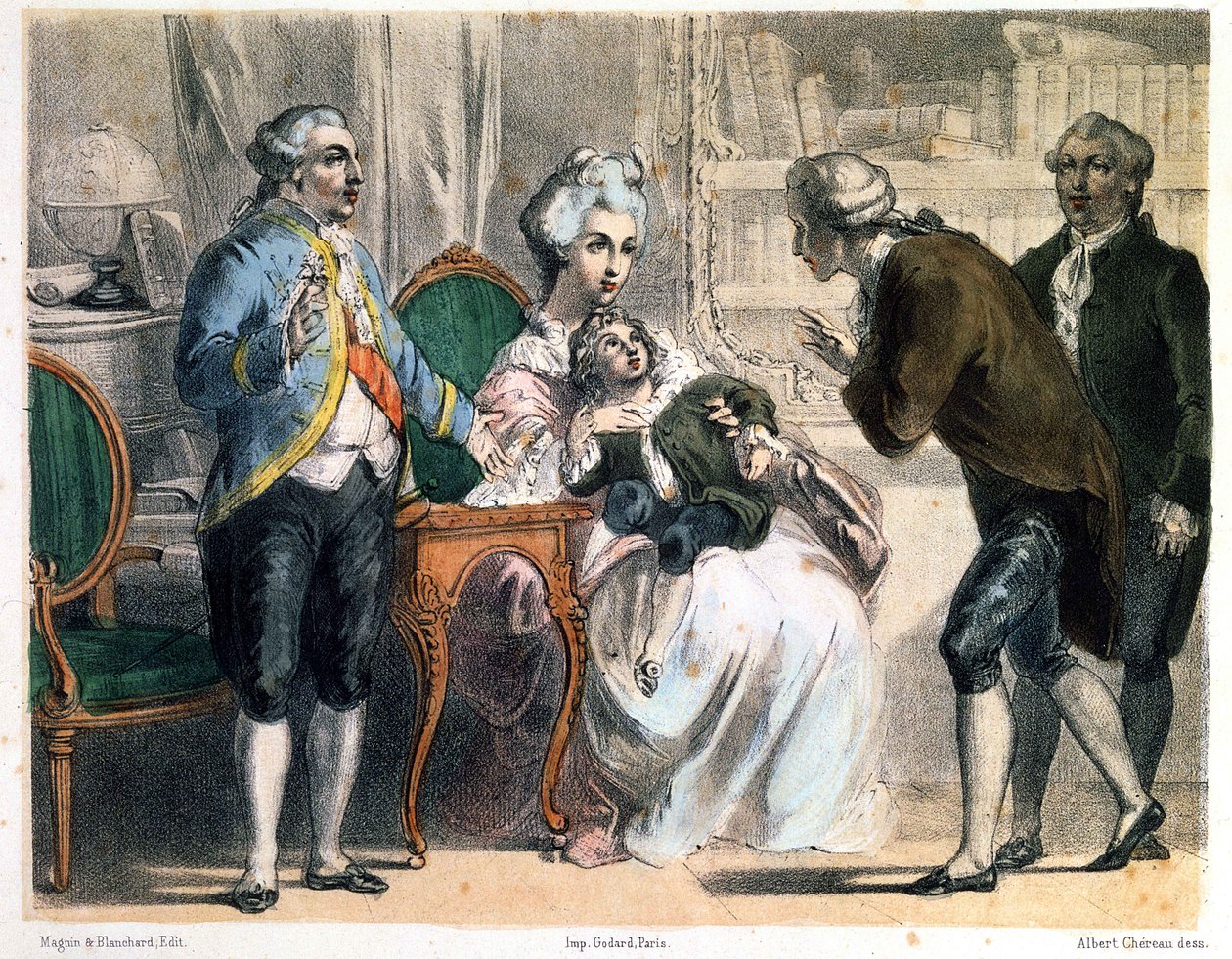 Parmentier presenterer poteten til Louis XVI og hans familie av Albert Chereau