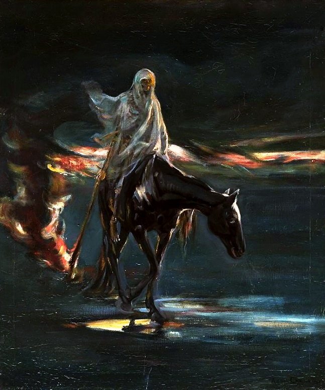 Døden og brannen, sentral del av triptyken Katastrofe. av Albert Chmielowski