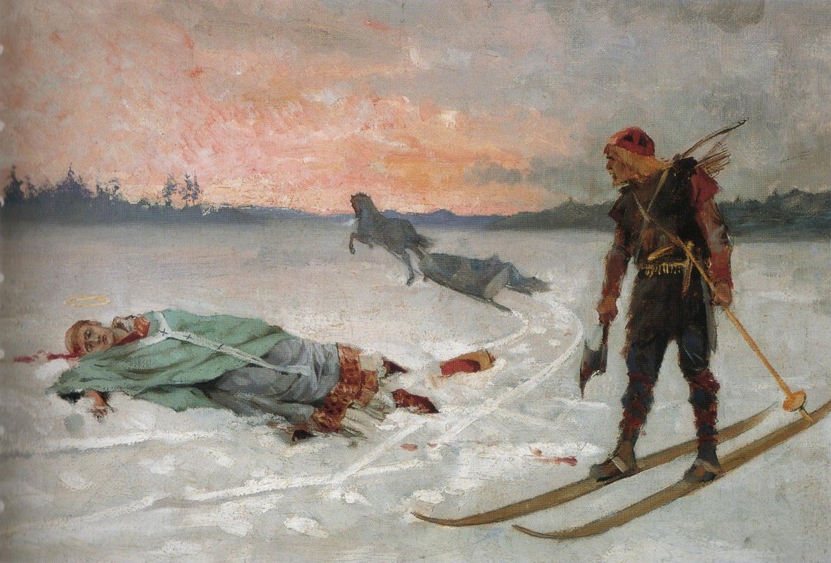 Biskop Henrys død Biskop Henry drept av Lalli av Albert Gustaf Aristides Edelfelt