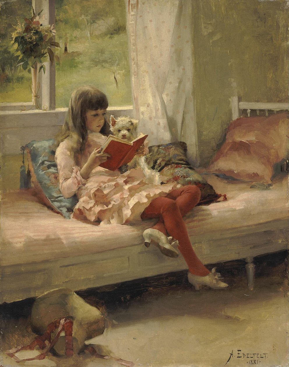 Gode venner Portrett av kunstnerne søster Bertha Edelfelt av Albert Gustaf Aristides Edelfelt