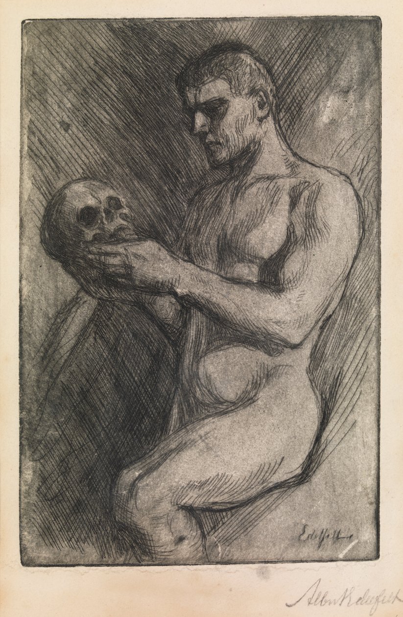 Naken mann og hodeskalle av Albert Gustaf Aristides Edelfelt
