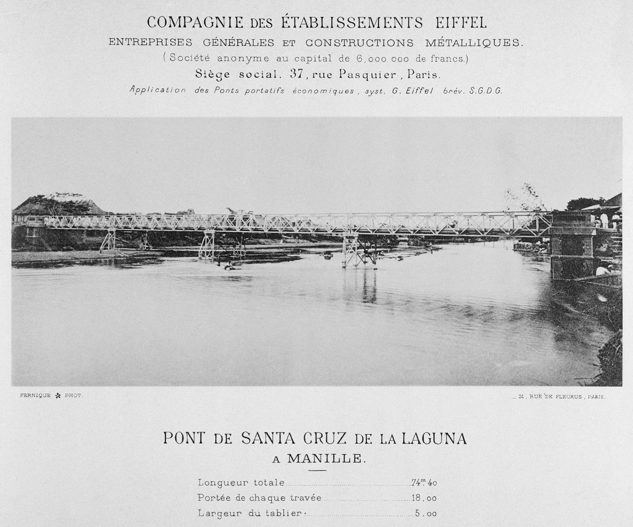 Bridge of Santa Cruz de la Laguna, Manila, februar 1891 av Albert Fernique