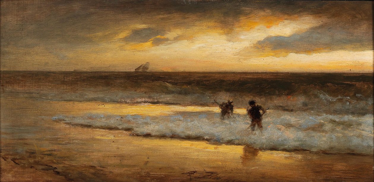 Krabbefiskere på stranden av Albert Flamm