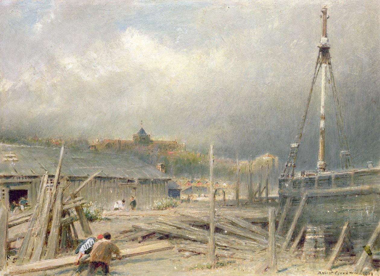 Båtbygging, Rye av Albert Goodwin
