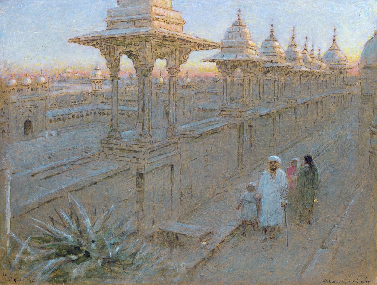 I Agra Fort (penn og blekk og akvarell på papir) av Albert Goodwin
